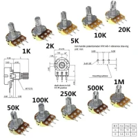 Potentiometre 1K/10K/20K/50K/100K/500K/1M