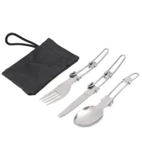 Couvert Camping Pliable, Couteau Fourchette Cuillère en Acier Inoxydable