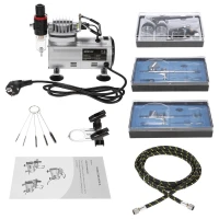 3 kit d'aérographe professionnel avec compresseur d'air double action Hobby Spray Air Brush Set Nail