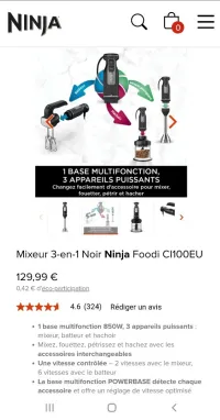 Mixeur 3-en-1 Noir Ninja Foodi CI100EU