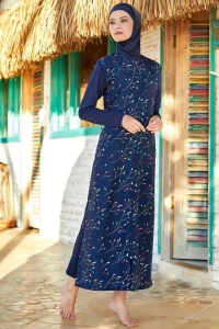 Maillot Hijab Burkini Long bleu