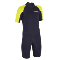 COMBINAISON SURF SHORTY 100 NÉOPRÈNE 1,5MM Garçon BLEU JAUNE