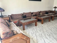 Salon marocain en bois massif sculpté + tables basses SAKANI