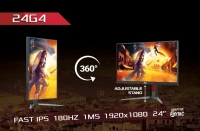 Monitor AOC GAMING G24G4 23.8" FHD Fast IPS 180Hz 1Ms