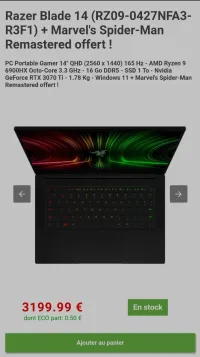 RAZER BLADE 14 RYZEN 9-6900HX RTX 3070Ti 2K 165HZ 16GB 1TBSSD 