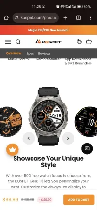 smartwatch kospet t3