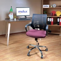 كرسي شبكي أحمر آجوري مع ظهر أسود Chaise OPERATEUR filet couleur GRENAT et dos noir, ergonomique 