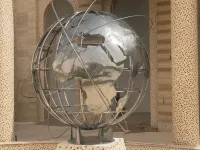 Sculpture - Sphère carte du monde acier inoxydable 