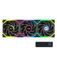 Lian Li Uni Fan SL Wireless LCD 120 Reverse Blade (noir) - Pack de 3 + controlleur et Wifi