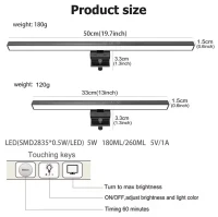 Barre lumineuse Led pour moniteur, écran à intensité variable en continu, lampe suspendue de 50cm