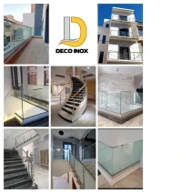 Rampe d'escalier en inox et en verre 