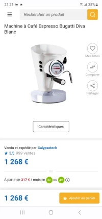 BUGATTI, Diva, Machine à Café Expresso et Cappuccino