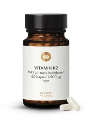VITAMINE K2 500 mcg MK7 tout-trans, vegan 60 gélules hautement dosées
