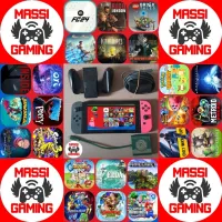 NINTENDO SWITCH FLASHÉE + MINI DOCK TV + CHARGEUR D'ORIGINE + SUPPORT JOYCONS + 24 JEUX INSTALLÉS /