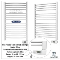 Sèche-serviette électrique DL Delonghi blanc 500W