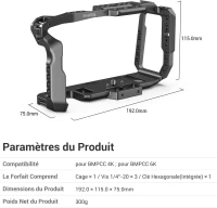 SMALLRIG BMPCC 4K et BMPCC 6K Cage pour Blackmagic Pocket Cinema Camera 4K et 6K - 2203B