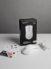 SOURIS GAMER USB HAVIT GAMENOTE MS1034 BLANC PROGRAMBLE 800 DPI RGB