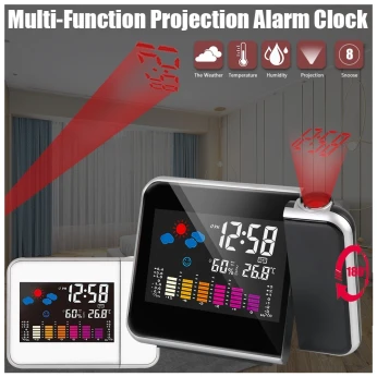 Station météo et Réveil à projection numérique Rotative شاشة رقمية تعرض محطة الطقس 