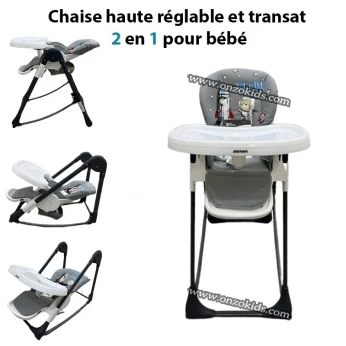 Chaise haute réglable et transat 2 en 1 pour bébé - Mini Pouce