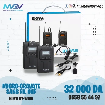 Microphone Caméra Micro Cravate UHF - BOYA BY-WM6