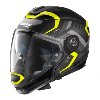 CASQUE NOLAN N70-2 GT SPINNAKER N-COM 044 NOIR MAT-GRIS-JAUNE. "Original"