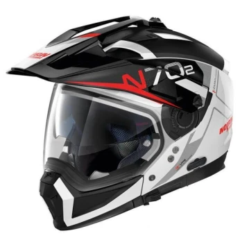 CASQUE NOLAN N70-2 GT BUNGEE N-COM 039 BLANC METAL-NOIR-ROUGE. "Original"
