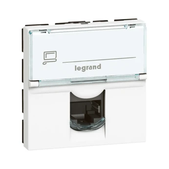 Prise RJ45 Prog Mosaic - Cat. 6 - FTP - 2 mod - blanc legrand
