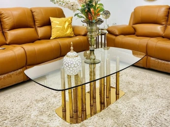 Table basse miroir en doré 130 cm produite importé Malaisie