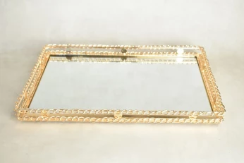 Plateau Miroir Dore 39*27Cm -S24// D1