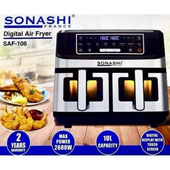 Promotion air fryer sonashi 2 bac 10 litres