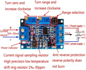 MODULE CONVERSION DE SIGNAL COURANT À TENSION 0/4-20MA À 0-3.3V 5V 10V arduino
