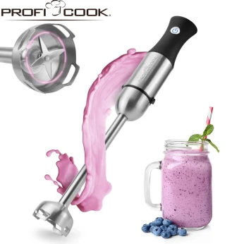 Bras Mixeur Plongeant Inox avec 4 lames 1000W Proficook خلاط يدوي