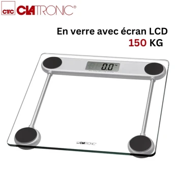 Pèse Personne digitale Électronique en Verre - 150kg Clatronic