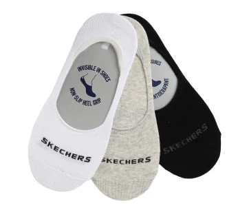 SKECHERS 3PK MENS NON TERRY LINER WHITE / GREY