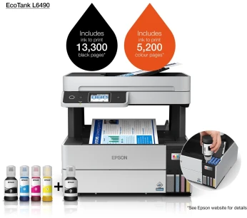 Imprimante Epson EcoTank L6490 Multifonction Couleur Réservoir d'encre Wifi Ethernet Fax Tactile