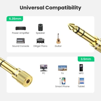 Ugreen Jack 3.5 haut-parleur connecteur 6.35mm mâle à 3.5mm femelle