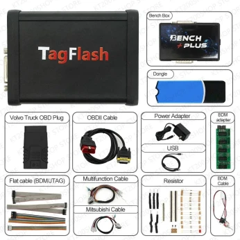 TAGFLASH FULL VERSION ECU OBD, banc, démarrage, BDM, JTAG, lecture complète, TCU, camion, bike