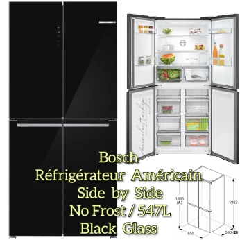 BOSCH Réfrigérateur Multi-Portes Noir Glass