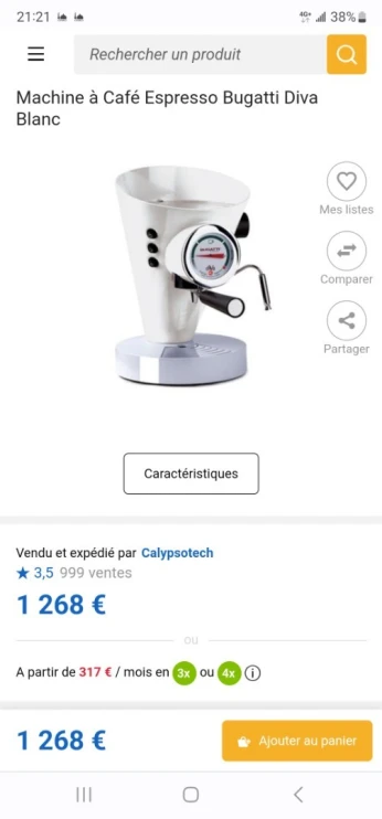 BUGATTI, Diva, Machine à Café Expresso et Cappuccino