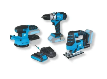 Pack 3 en 1 Carrefour / Visseuse Perceuse - Scie Sauteuse - Ponceuse sans fil 20V