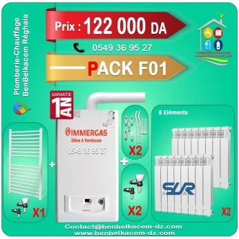 PACK CHAUDIERE MURALE 24KW A VENTOUSE BERETTA/RIELLO/IMMERGAS/JUNKERS F1/F2/F3/F4/F5/F6