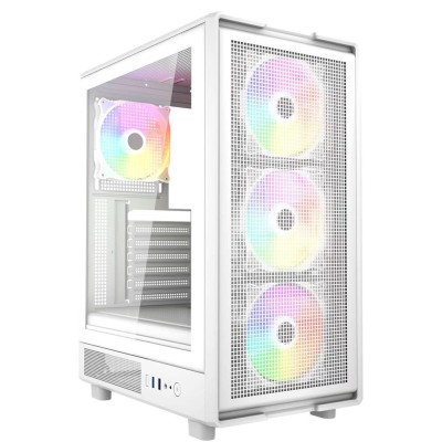 Boitier Gamer NOX APEX FLOW full White plus 4 Pieces Fans RGB