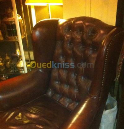 Fauteuil Bergère à oreilles en cuire