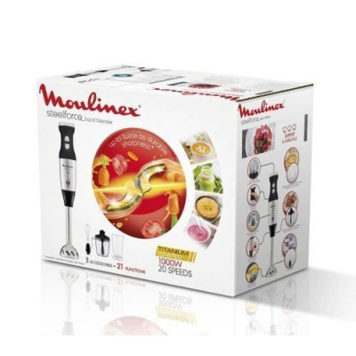 BRAS Mixeur Plongeant 3en1 0.8L 1000W Moulinex DD883D10-LAME TITANIUM