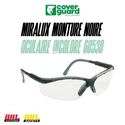 lunette de sécurité miralux monture noire - oculaire incolore - coverguard