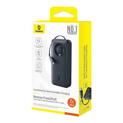 Batterie externe Powerbank Baseus Free2Pull 20000 mAh 65 W câble USB-C rétractable Power Bank