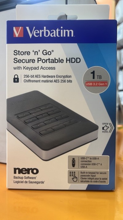 Verbatim Store  Secure Portable HDD with Keypad Access - Disque dur - chiffré  1T