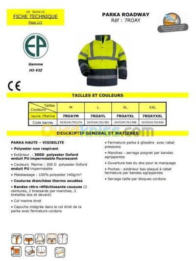 PARKA H-V ROADWAY JAUNE/ORA
