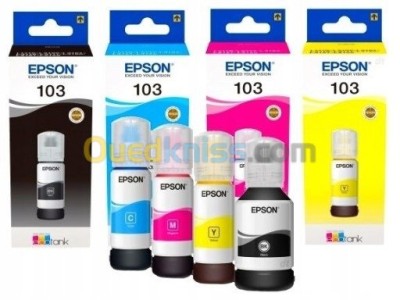 BOUTEILLES D'ENCRE EPSON 103 ECOTANK - BLACK - CYAN - MAGENTA - YELLOW - ORIGINALE