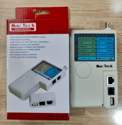Testeur Cable Réseau 5en1 RJ45/RJ11/BNC/USB-A-B-1 MT-TC310 